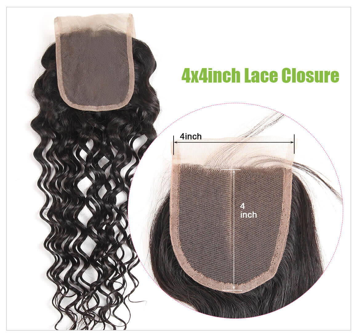Brazilian Hair Water Wave 3 Bundles With Lace Closure Wet and Wavy Human Hair 3 Bundles With 4*4 Closure Unprocessed Virgin Hair Bundle Deals No Shedding Weave Extensions 11 Water Wave Hair Lace Closure 6