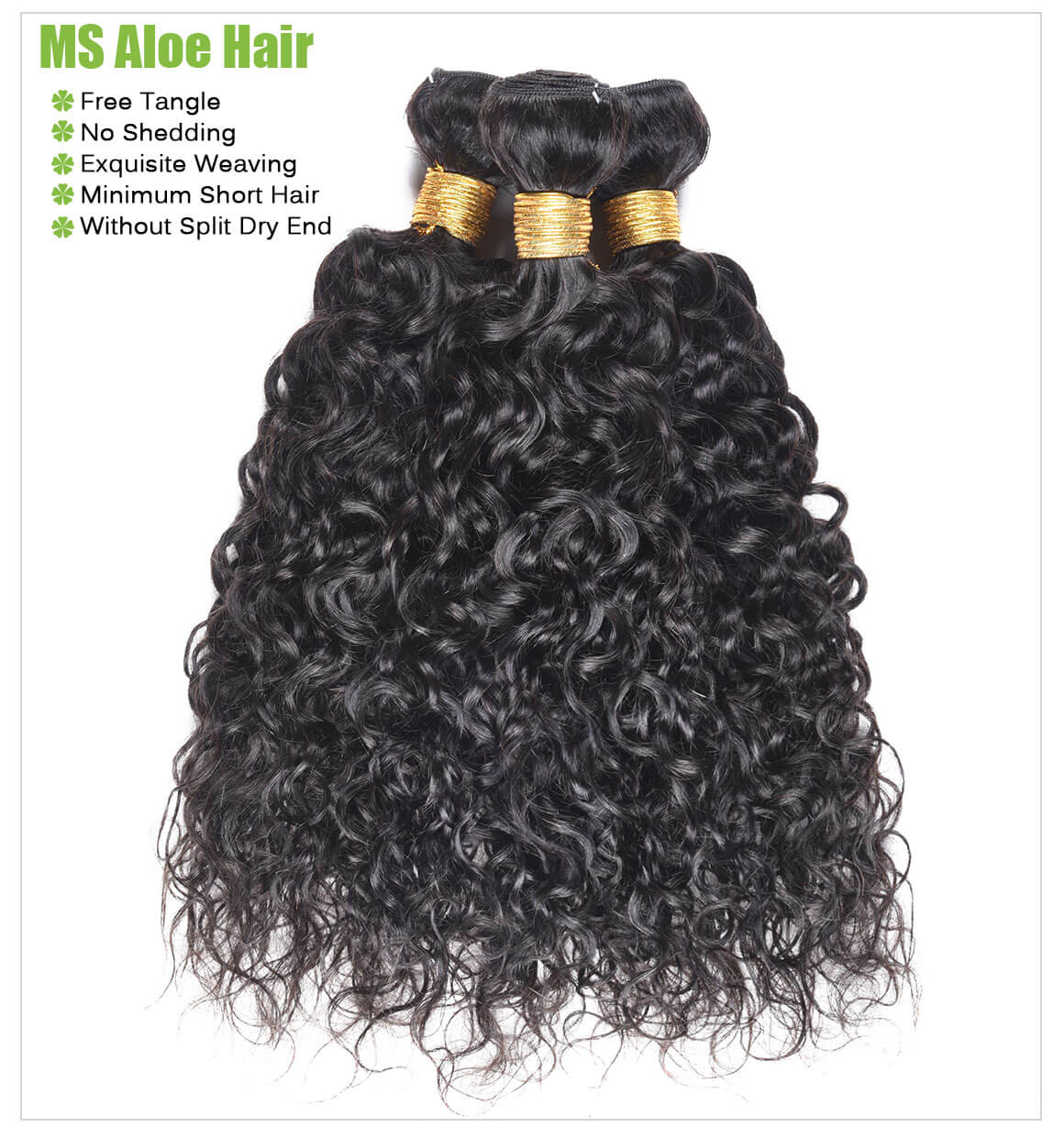 Brazilian Hair Water Wave 3 Bundles With Lace Closure Wet and Wavy Human Hair 3 Bundles With 4*4 Closure Unprocessed Virgin Hair Bundle Deals No Shedding Weave Extensions 7 Water Wave Hair Weave Bundles 2