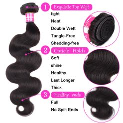 Ms Aloe 10A Grade 3 Bundles Body Wave for Black Hair thick Cheap Brazilian Virgin Remy Human Hair Weave Bundle Deals 18 body wave human hair