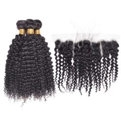curly weave hair bundles with lace frontal