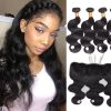 Brazilian Body Wave Hair 4 Bundles With Lace Frontal Virgin Human Hair