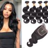 Brazilian Body Wave Hair 4 Bundles With Lace Closure