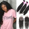 Indian Deep Wave Hair 3 Bundles With Closure