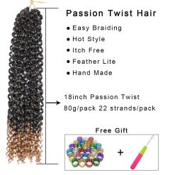 Ms Aloe 6Packs Passion Twist Hair Blonde Ombre Water Wave Crochet Hair 18inch Pre-Looped Long Bohemian Curly Synthetic Braiding Hair Extensions 22Strands/Pack(1B/27#,480g/Lot) 8 Passion Twist Hair Blonde Ombre Water Wave Crochet Hair
