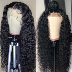 human hair deep wave lace front wig