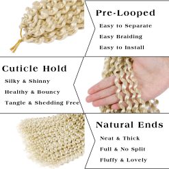 Ms Aloe 6Packs Passion Twist Hair Blonde Water Wave Crochet Braids Hair 18inch Pre-Looped Soft Long Bohemian Curly Passion Twist Braiding Hair Extensions 22Strands/Pack(613#,480g/Lot) 10 Passion Twist Hair Blonde Water Wave