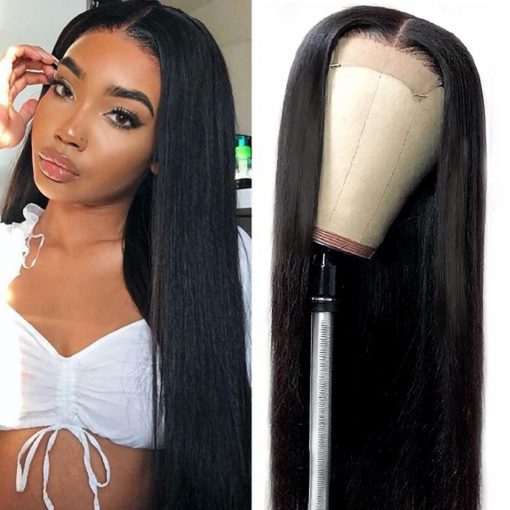 4x4 Lace Front Wigs Straight Hair Brazilian Virgin Human Hair Lace Closure Wigs For Women Natural Color