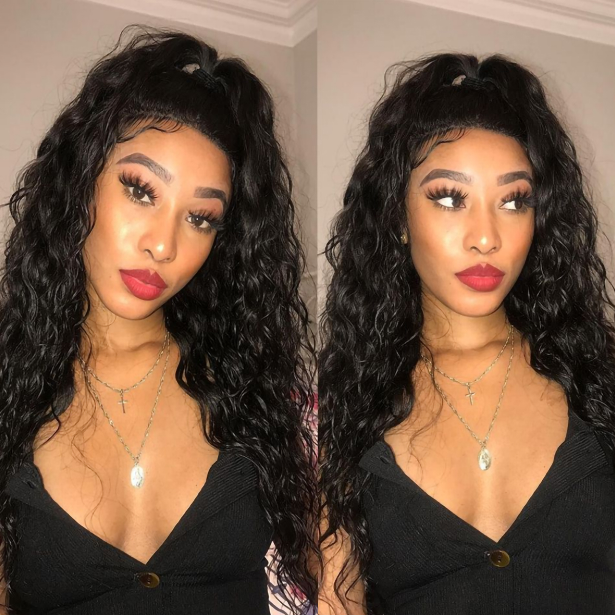 Glueless Water Wave Lace Closure Wig Human Hair Brazilian Virgin Hair Water Wave 4x4 Lace Closure Wig With Baby Hair 9 Water Wave 4x4 Lace Closure Wig