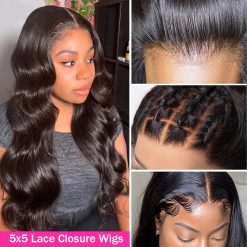 Body Wave 5x5 Lace Closure Wigs Lace Front Human Hair Wigs For Women 5x5 Closure Wigs Brazilian Remy Wavy Human Hair Lace Frontal Wigs 10 Body Wave 5x5 Lace Closure Wigs