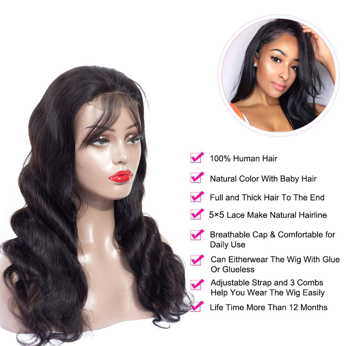 Body Wave 5x5 Lace Closure Wigs Lace Front Human Hair Wigs For Women 5x5 Closure Wigs Brazilian Remy Wavy Human Hair Lace Frontal Wigs 25 Body Wave 5x5 Lace Closure Wigs