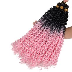 Jerry Curly Crochet Braid Hair Bundle Ombre Pink