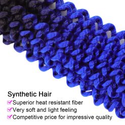 Marlybob Water Wave Crochet Curly Hair 1B blue