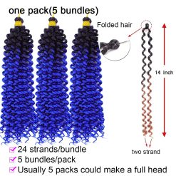 Marlybob Water Wave Crochet Curly Hair 1B blue