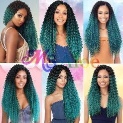 5Pack Marlybob Water Wave Crochet Curly Hair 100g/pack Jerry Curly Crochet Braids Ombre Green Kinky Curly Synthetic Twist Braiding Hair for Black Women(1B/Green) 11 Synthetic Twist Braiding 1b Green