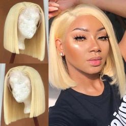 Benefits Of Wearing Glueless Lace Front Wigs 9 613 blonde Straight bob wig