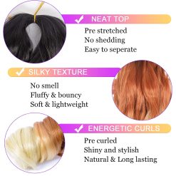 French Curly Braiding Hair Long Pre Stretched Bouncy Braiding Hair 22inch Loose Wavy Braiding Hair Green Ombre Spanish Curly Braids Hair for Black Women 4Pack 150g/pack, 1B/Green 19 French Curly Braiding Hair 12