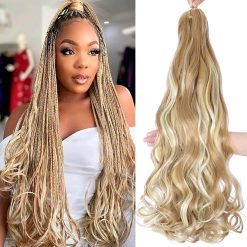 French Curly Braiding Hair Long Pre Stretched Bouncy Braiding Hair 22inch Loose Wavy Braiding Hair Green Ombre Spanish Curly Braids Hair for Black Women 4Pack 150g/pack, 1B/Green 23 French Curly Braiding Hair 7