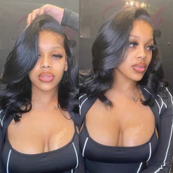 Body Wave HD Lace Frontal Wig Short Wavy Glueless Wig Pre-bleached Knots 180% Density Pre-plucked Hairline 20 Body Wave HD Lace Frontal Wig 1