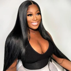Pre-bleached Knots Straight HD Lace Frontal Wig 180% Density 6×5 Pre-cut Lace Wear & Go Glueless Wig 13 Straight HD Lace Frontal Wig