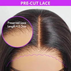 Pre-bleached Knots Straight HD Lace Frontal Wig 180% Density 6×5 Pre-cut Lace Wear & Go Glueless Wig 18 Straight HD Lace Frontal Wig