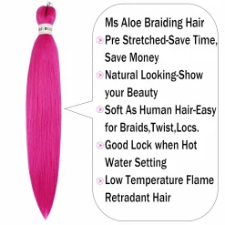6Pack Pre Stretched Braiding Hair Hot Pink Braid Hair Prestretched Braiding Hair Box Braiding Hair Magenta Pink Braiding Hair Pre Stretched 26ich 8 Braiding Hair Hot Pink Braid Hair