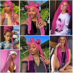 6Pack Pre Stretched Braiding Hair Hot Pink Braid Hair Prestretched Braiding Hair Box Braiding Hair Magenta Pink Braiding Hair Pre Stretched 26ich 11 Braiding Hair Hot Pink Braid Hair