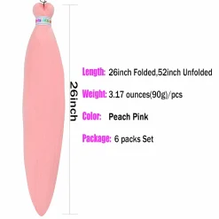 Pre Stretched Braiding Hair Pink Braiding Hair 6 Pack Knoteless Braids Hair Colored Pre stretched Braiding Hair 26inch(Peach Pink) 8 Braiding Hair Pink