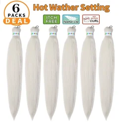 Silver Grey Braiding Hair Pre Stretched Braiding Hair 26inch Long Colored Pre Stretched Braiding Hair for Black Women (Silver Grey,6pack) 11 Silver Grey Braiding Hair 5